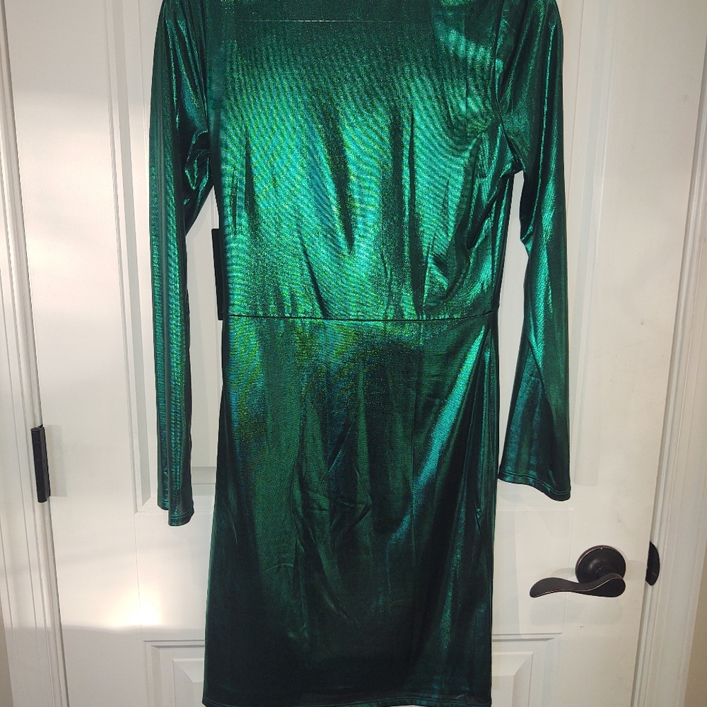Lulu's Metallic Green Dress - Picture 5 of 6